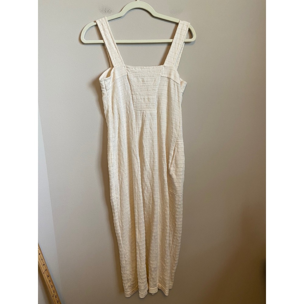 Free People FP Beach Lafeyette Cream Button Front Ribbed Midi Dress Medium - Picture 5 of 6